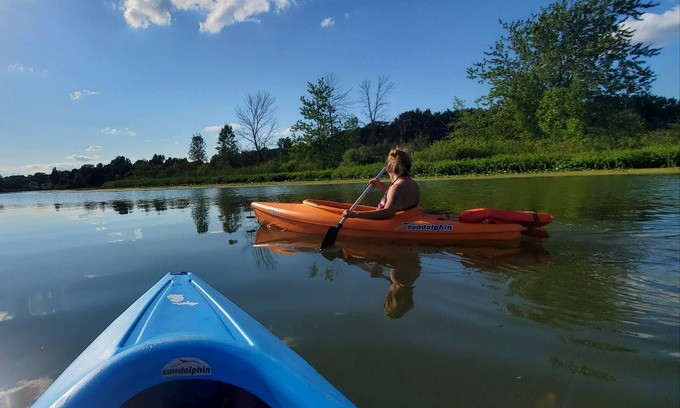 Edmore Casa | Blue Heron Point: Hot Tub, Fireplace, Lakefront, King Bed!