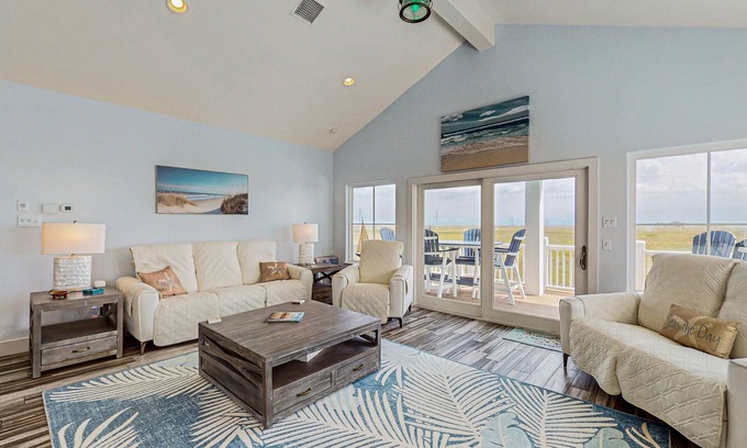 Port Aransas Casa | Bright and spacious home steps from the sand w/ Shared Pool & Private Balcony