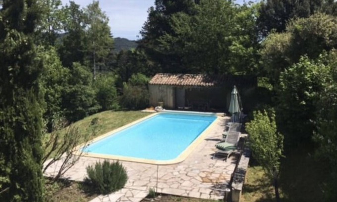 Saumane Otro | Cévennes magnanerie 19th century breathtaking view 15 people heated swimming pool altitude 500 m