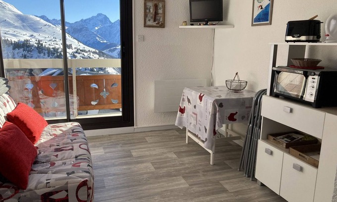 Eclose-Est Apartamento | Encantador 2 piezas en Alpe d'Huez, 4 pers, balcón sur, guardaesquís