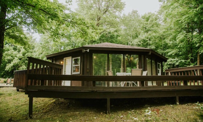 Puposky Cabina | Charming Up North Octagon Cabin - Private Beach & Resort Amenities