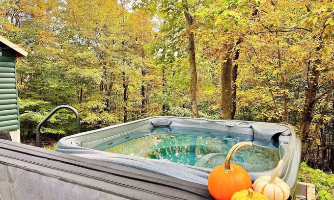 Smallwood Cabina | Chic Treehouse Cabin with Pedal Boat, Hot Tub, BBQ, Fire Pit, SUPs, & Lake Access