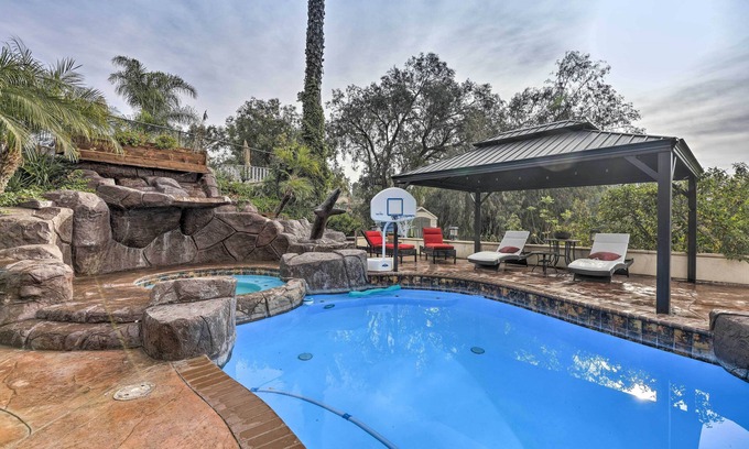 East Whittier Casa | Chic Whittier Oasis: Private Pool, Hot Tub & Grill