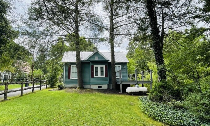 Hot Springs Cabaña | Classic Romantic Creek View D/T Cottage~ Walk to town & AT ~Relax on the Porch