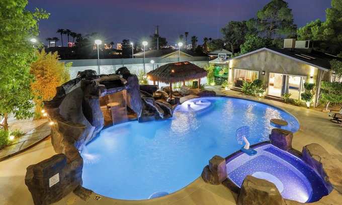 Las Vegas Villa | Contemporary Private Villa w/ Pool, Sports Court & Near Strip!