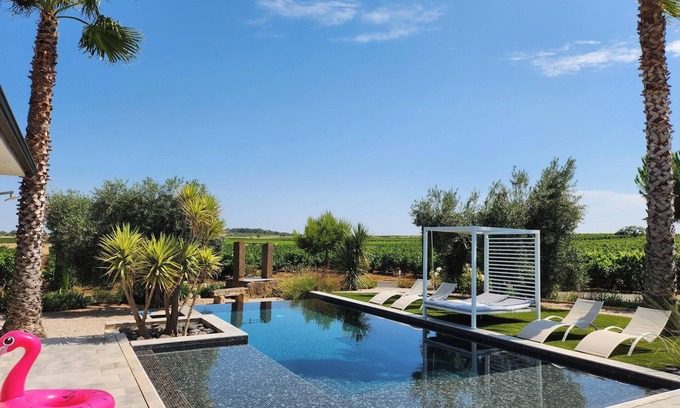 Servian Villa | Villa contemporánea de viñedos con piscina infinita