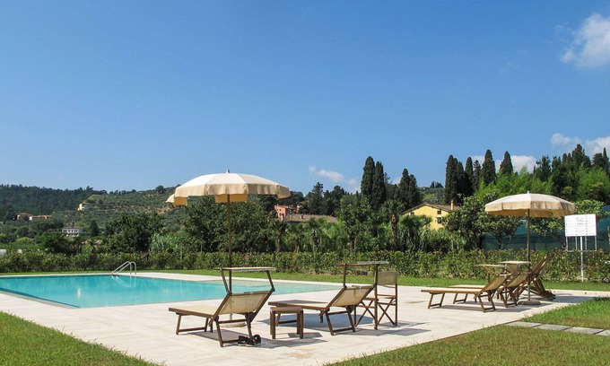 San Michele di Moriano Villa | Bonito apartamento en villa para 4 personas con A/C, WIFI, piscina, TV y terraza