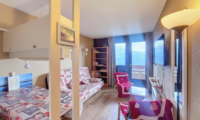 La Rosiere Apartamento | Apartamento cerca de las pistas con balcón, para 5 personas, La Rosière