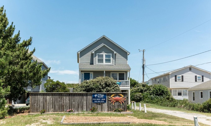South Nags Head Casa | Crab Cottage: 4 dormitorios con encanto, frente al mar, piscina y bañera de hidromasaje.