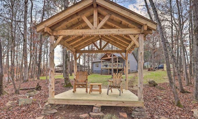 Summerville Casa | Creek-View Getaway w/ Deck, Yard, & Fire Pit!