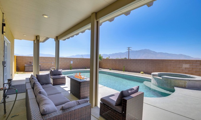Desert Hot Springs Casa | Desert Escape: 360 Mtn Views, Pool, Spa & Fire Pit