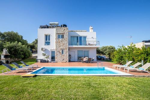 Daratsos Casa | DIMITRA apartment with private pool and sea view -the ground floor of a two storey building
