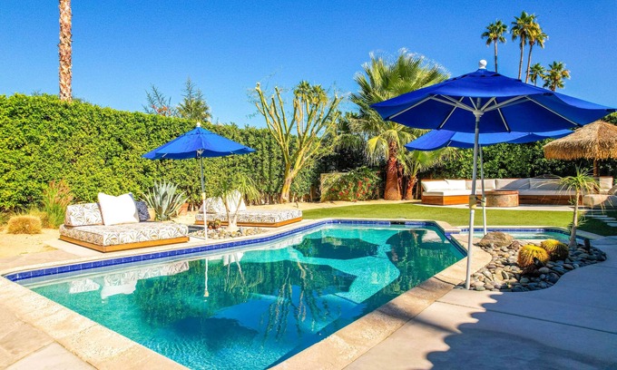 Araby Commons Casa | Dog-friendly home with heated pool, spa, mountain view & gorgeous garden
