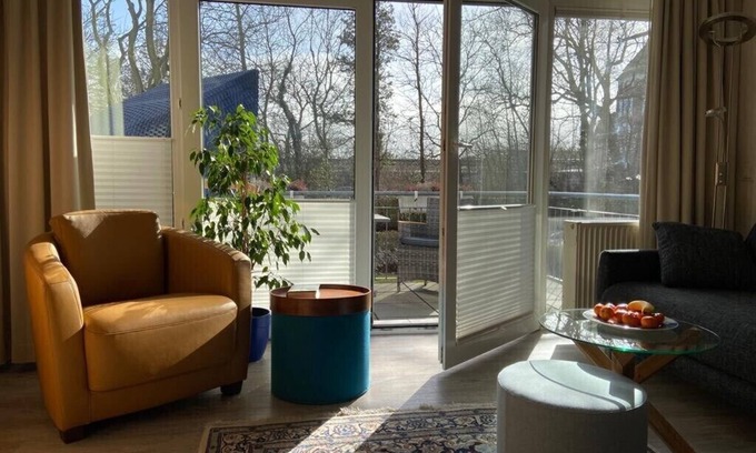 Wangerooge Apartamento | "Domicilio en el faro", terraza sur m. Silla de playa central