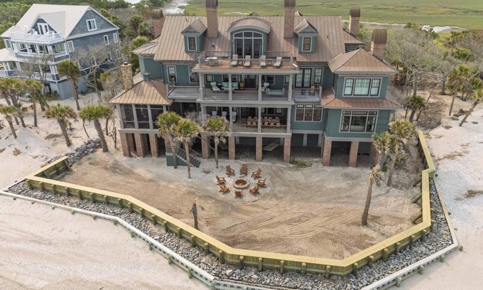 Edisto Island Casa | EXCLUSIVE GATED 10,000 square foot OCEANFRONT MASTERPIECE: 1.2 OCEANFRONT ACRES!