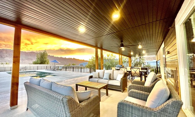 Moab South Valley Casa | Exclusive Retreats Desert Panorama with Private Pool, Hot Tub, Bocce Court