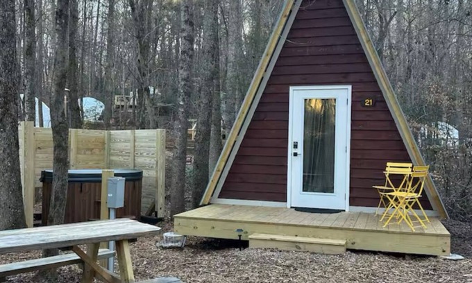 Travelers Rest Cabina | Field Trip Unit 21 Deluxe Aframe with private hot tub