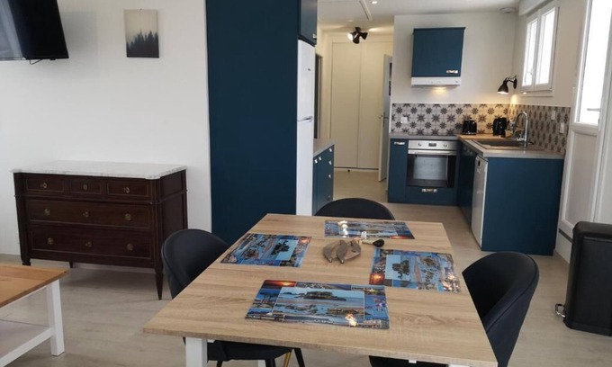Asnelles Apartamento | Apartamento-Apartamento-Baño privado con ducha-Vista a la Ciudad