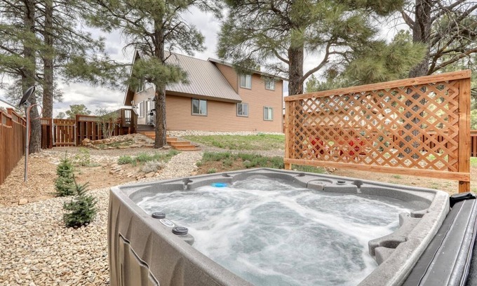 Pagosa Springs Casa | Gorgeous mountain retreat with a fenced-in yard, A/C, & hot tub! Pet friendly!