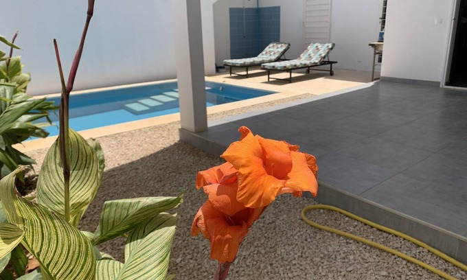Ngaparou Apartamento | Ground floor of villa with private swimming pool near the beach.