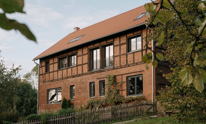 Hirschfeld Casa | Casa de vacaciones 'Stall Und Sterne' con vistas a la montaña, terraza compartida y Wi-Fi