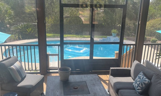 St. Simons Island Casa | house with pool in nature on the marsh. located at north side of the island.