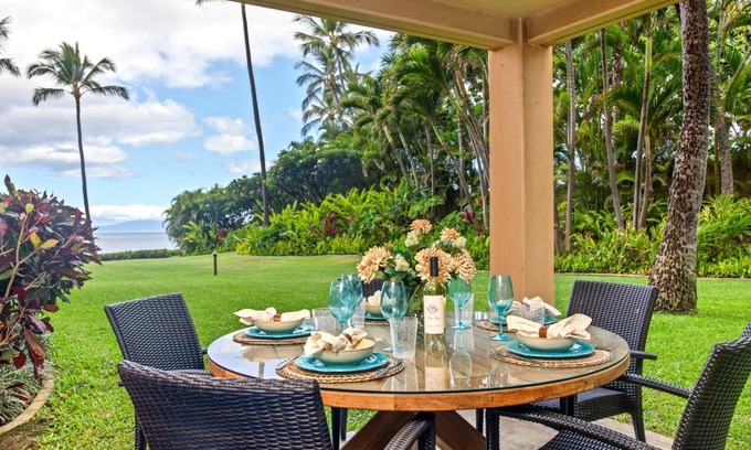 Wailea Condominio | KBM Resorts: Polo Beach POL-109, Ground Floor, Steps to the Sand, Sunset Views, w/ Rental Car!