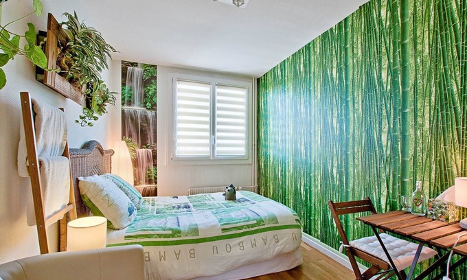 Les Poulettes Apartamento | “La Bambou”: ¡rejuvenecedora y vegetal! ¡Aire acondicionado y estacionamiento gratuito/seguro!