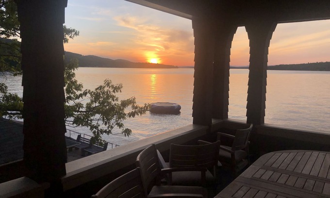 West Alton Casa | Lake Winnipesauke compound sleeps 22 in 13 bedrooms stunning sunset views