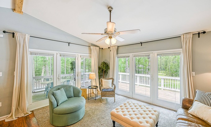 Aspen Hill Casa | Lakefront dog-friendly getaway w/ private dock, firepit, game room, & EV charger