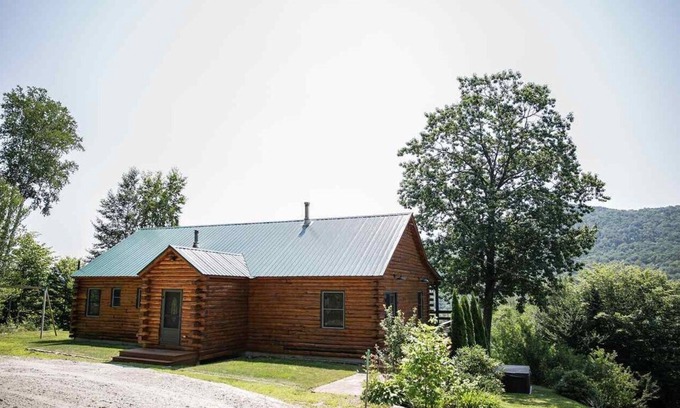 Ellsworth Cabina | White Mountains Log Home Vistas increíbles, para familias, Tenney Mountain Ski