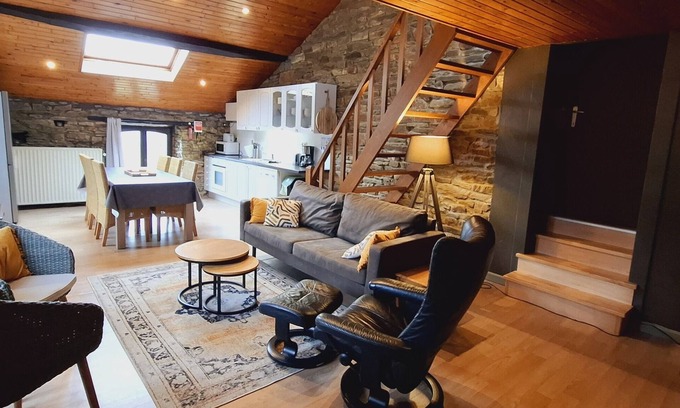 Nisramont Cabaña | Le Chalet-Gîte-Baño privado con bañera-Vista al campo