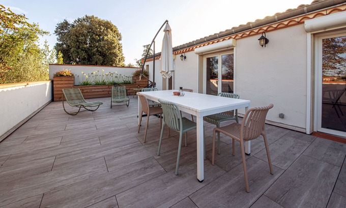 Gaillac Apartamento | Apartamento con terraza con vistas al viñedo.