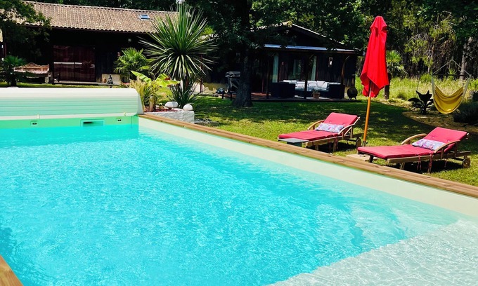 Hourtin Casa | Maison en bois sur parc de 2000 m2 avec piscine chauffée au sel + wifi