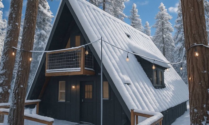Sierra Cedars Cabina | Modern Black A-Frame overlooking a Meadow w/ AC!