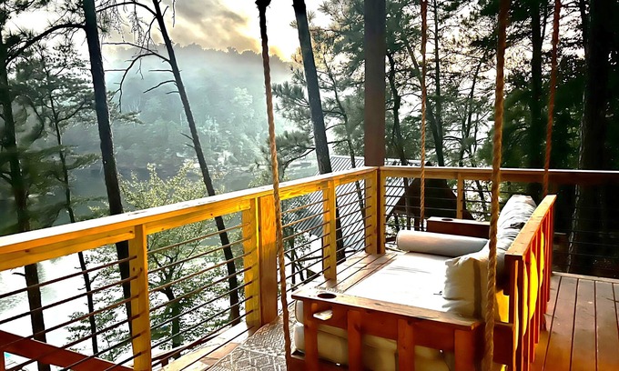 Double Springs Casa | Panoramic Views of Lake and Forest! Two Decks, Hot Tub, Fire Pit, Theater, Dock