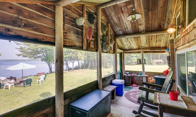 Island Falls Casa | Peaceful Lakefront Cabin Getaway Dock, Fire Pit!