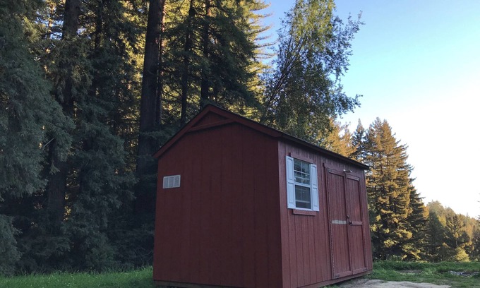 Los Gatos Cabina | Quiet Small Rustic Camping Cabin, Large Lot, Redwoods in 45acre Mountain Retreat