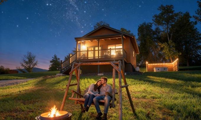 Stanley Cabina | Romantic LURAY Mountain getaway. Secluded Log cabin #1 Hot Tub stone fireplace