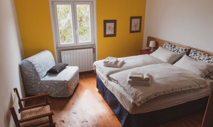 Castiglione Chiavarese Apartamento | Habitación 'Stanza 2' con vistas al mar, terraza compartida y Wi-Fi