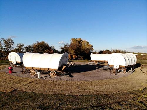 South Oklahoma City Casa | Rustic Conestoga Glamping Covered Wagon for Amazing Getaways to Oklahoma Farm