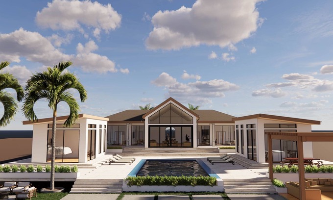 Farmer's Hill Villa | Sandcliffe Villa, 6,000sf - Close to Airport & Town w/ enclosed poolside kitchen