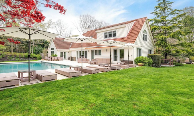 Wainscott Woods Casa | Spacious Wainscott Escape with Private Pool, Spa, and Luxurious...