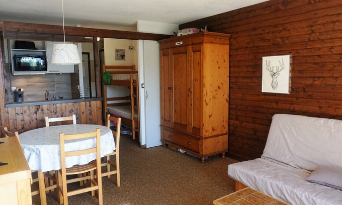 Orcieres-Merlette Apartamento | Studio for 4 near slopes with balcony, TV, dishwasher - Orcières Merlette