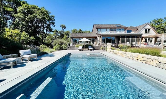 Edgartown Otro | Stunning compound steps to Katama Bay, heated pool, dock & amenities