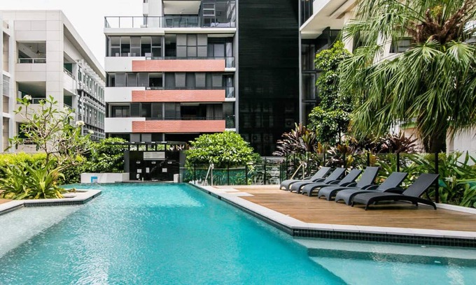 South Brisbane Apartamento | Stunning Family Resort-like apartment in South Brisbane Huge Balcony Pool Gym Cafe Fast WIFI Carpark