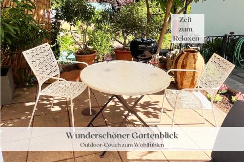 Ellerstadt Apartamento | Stylisches Apartment "Hannes & Toni" mit Terrasse & Gartenblick, WLAN, kostenloser Parkplatz, hundefreundlich, S-Bahn 2 Min entfernt