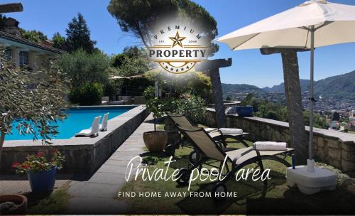 Morbio Inferiore Casa | SUITE room with private pool area, near COMO lake, private parking I Villa dei Leoni