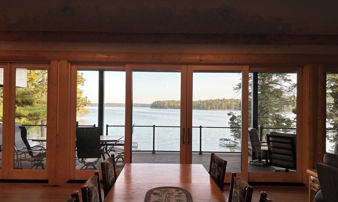 Park Rapids Casa | The Canopy with a wall of windows overlooking Big Sand Lake.