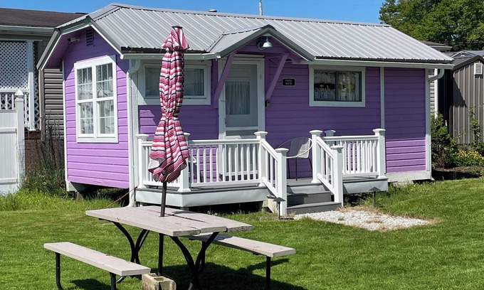 Canadohta Lake Cabaña | The Purple Martin unique rustic lakefront cottage at the Pier at Canadohta Lake!